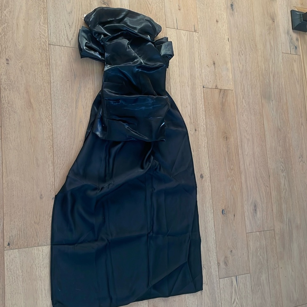 Black mini dress with detachable Bow with trail